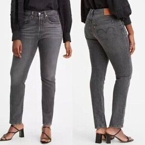 NWT Levis 501 Skinny Grey Jeans Size 32 High Rise Button Fly Denim Cropped